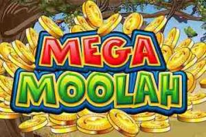 Mega Moolah jackpot slot game logo.