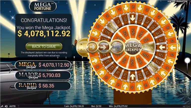 screenshot of Mega Fortune Slot game