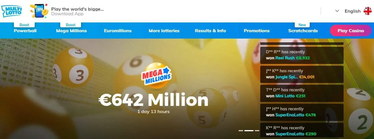 Screenshot of Multilotto Casino’s homepage