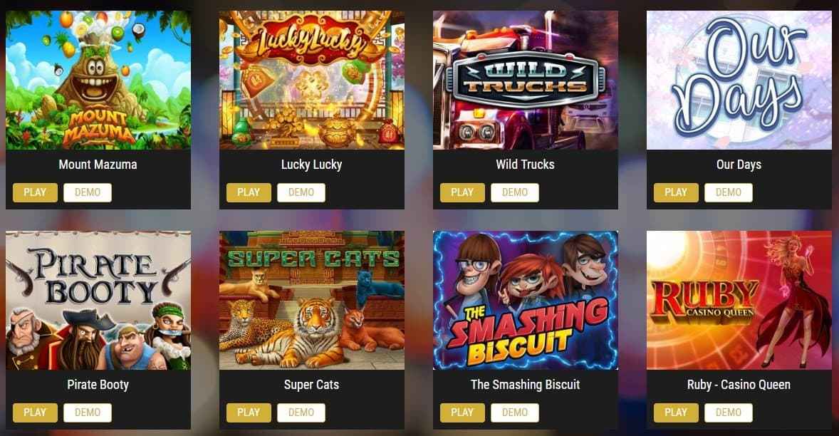 screenshot of the slot game lobby at showlion Casino