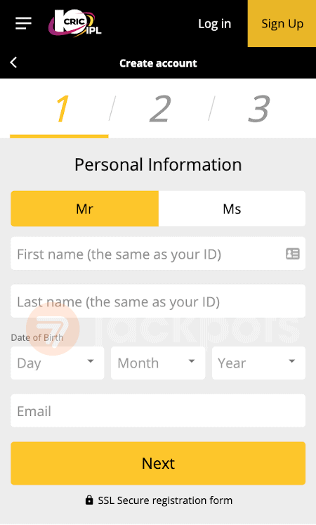 screenshot step 2 how to sign up