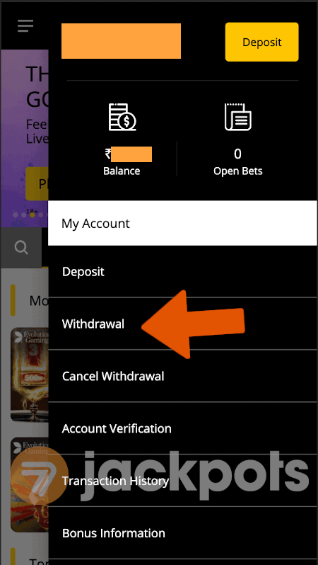 screenshot step 2 how to withdraw