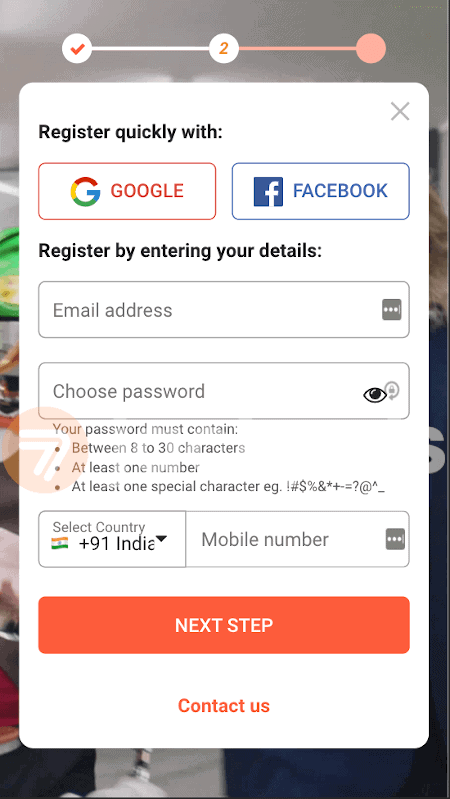 screenshot of step 4 registration