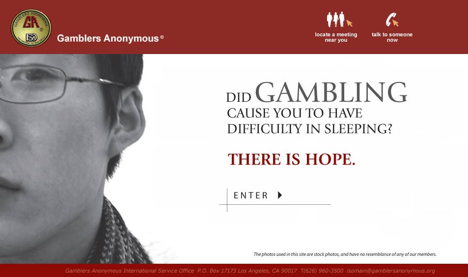 SCreenshot of Gamblers Anonymous website