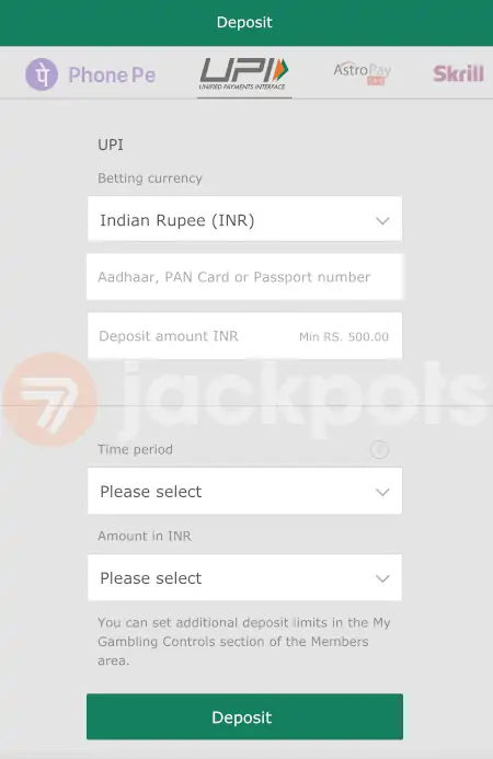 screenshot step 3 how to deposit