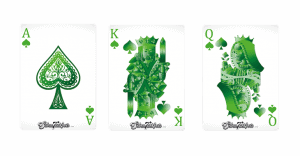 Illustration of a teen patti pure sequence hand.