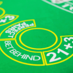 Blackjack table side bets section.