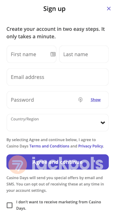 screenshot step 2 how to sign up