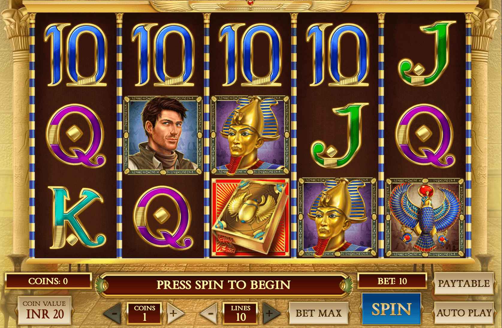 screenshot of Book of Dead slot showing symbols