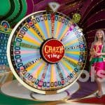 screenshot of the Crazy Time wheel and a Game Presenter