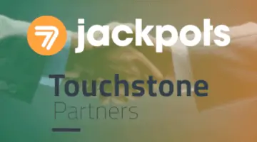 logos of SevenJackpots and Touchstone Partners on a green an orange background.