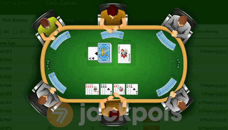 screenshot of online rummy table