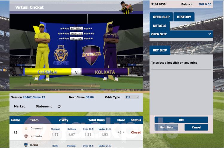 screenshot of vsports interface