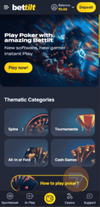 screenshot of the poker lobby