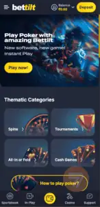 screenshot of the poker lobby