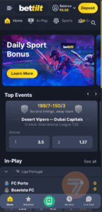 bettilt's sports betting lobby on mobile