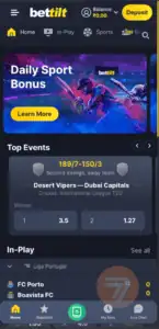 bettilt's sports betting lobby on mobile