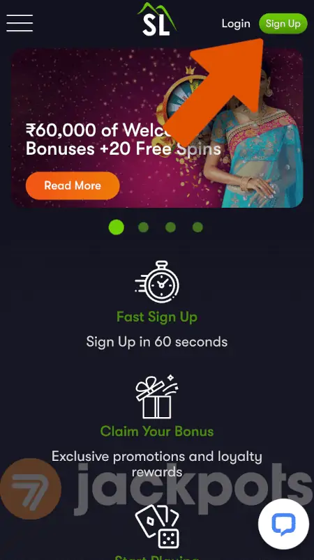 screenshot how to sign up step 1