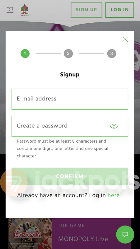 screenshot how to sign up step 2