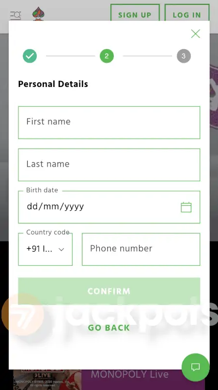 screenshot how to sign up step 3