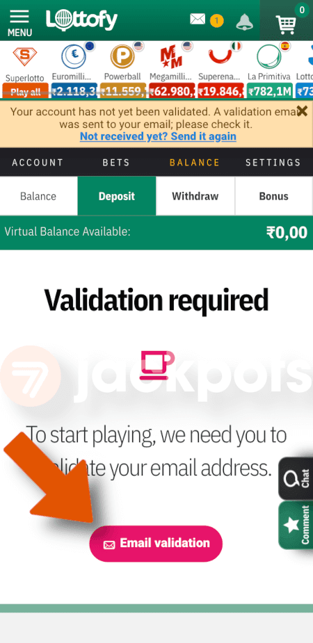 screenshot how to deposit step 3