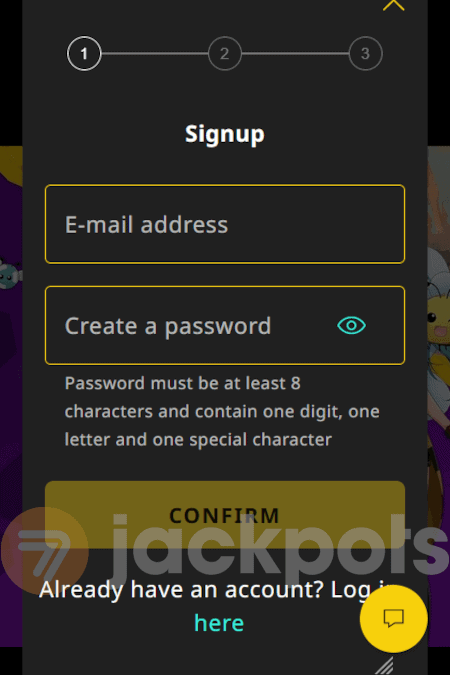 screenshot how to sign up step 2