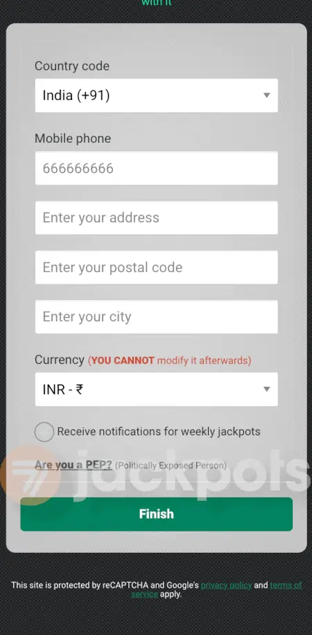Sign up step 4