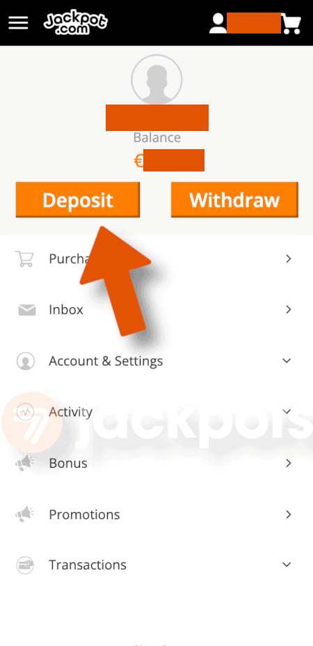 screenshot how to deposit step 2