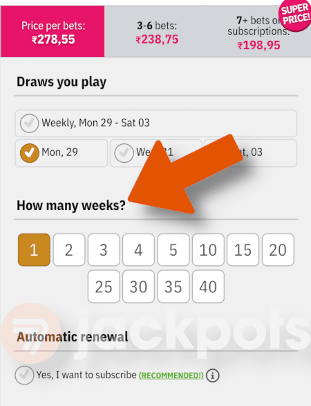 screenshot how to set up a lottery subscription step 3