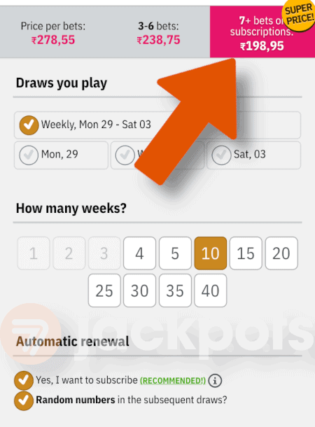 screenshot how to set up a lottery subscription step 4
