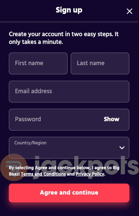 screenshot how to sign up step 2