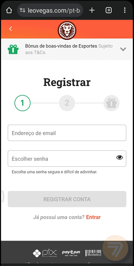 Captura de tela de como se registrar passo 2.