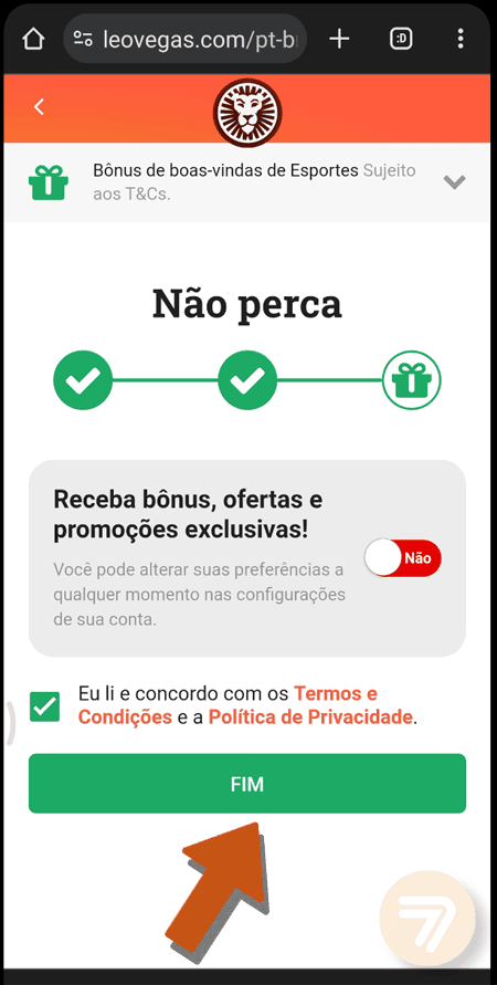 Captura de tela de como se registrar passo 4.