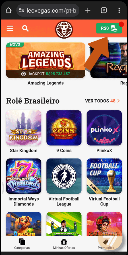 Captura de tela de como depositar passo 1.