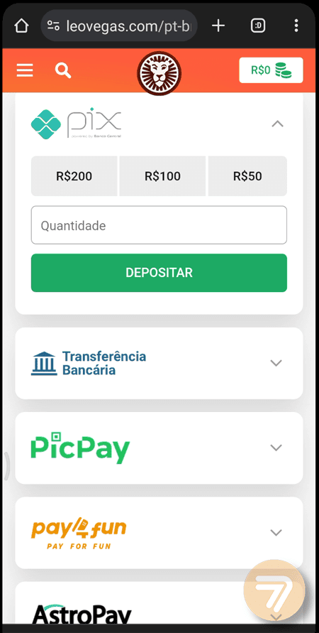 Captura de tela de como depositar passo 2.