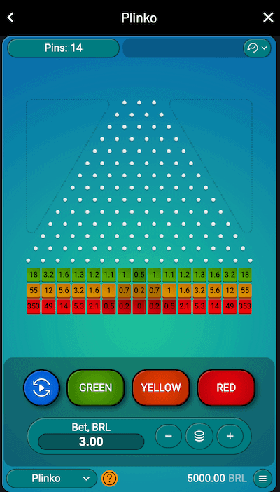 screenshot of the spribe plinko game interface.