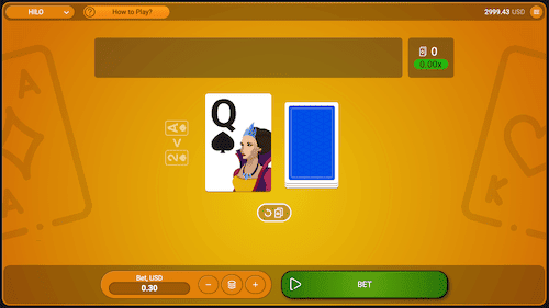 Spribe's hi lo game interface