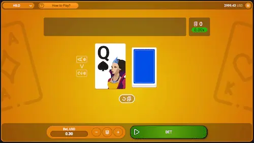Spribe's hi lo game interface