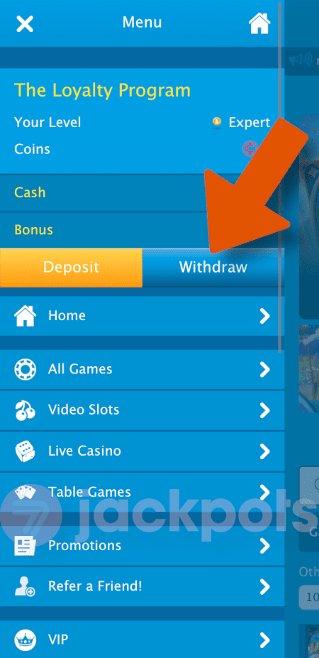 screenshot of how to withdraw step 2