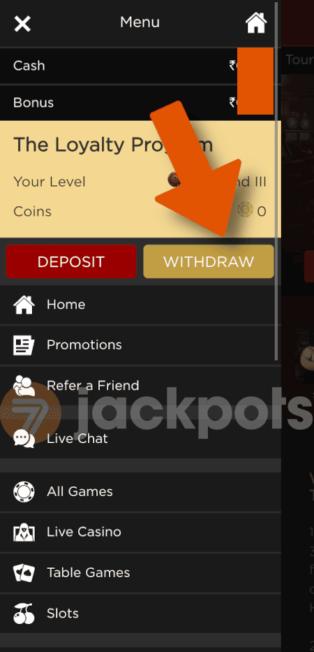 screenshot how to withdraw step 2 - Live Casino House India Review - Welcome Bonus up to ₹7,600