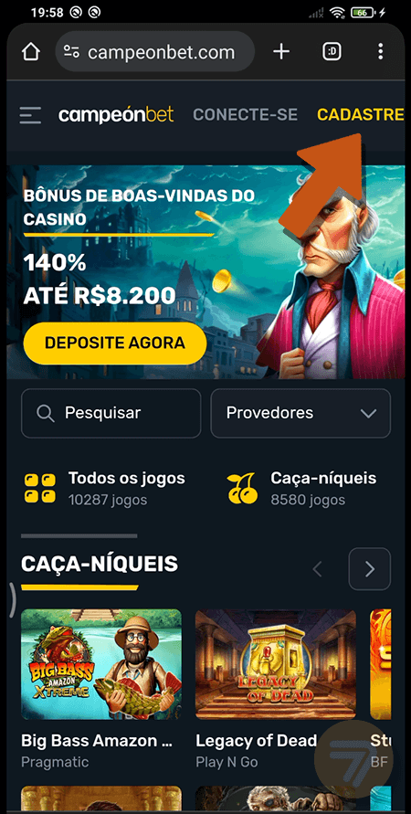 Captura de tela de como se registrar passo 1.