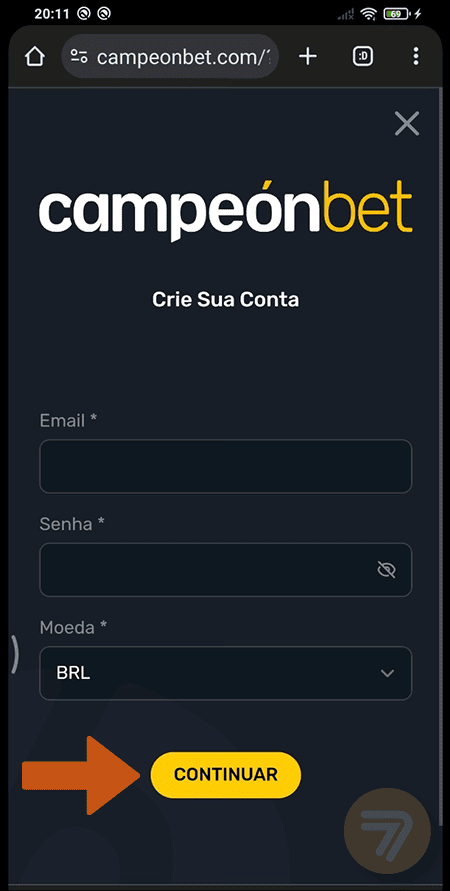 Captura de tela de como se registrar passo 2.