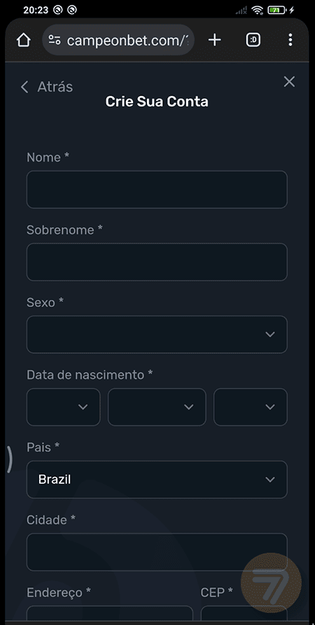 Captura de tela de como se registrar passo 3.