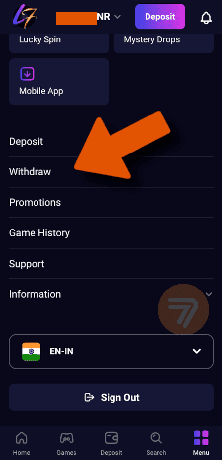 screenshot how to withdraw step 2