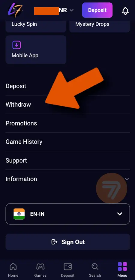 screenshot how to withdraw step 2