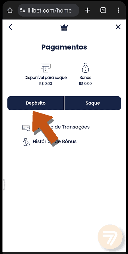 Captura de tela de como depositar passo 3.