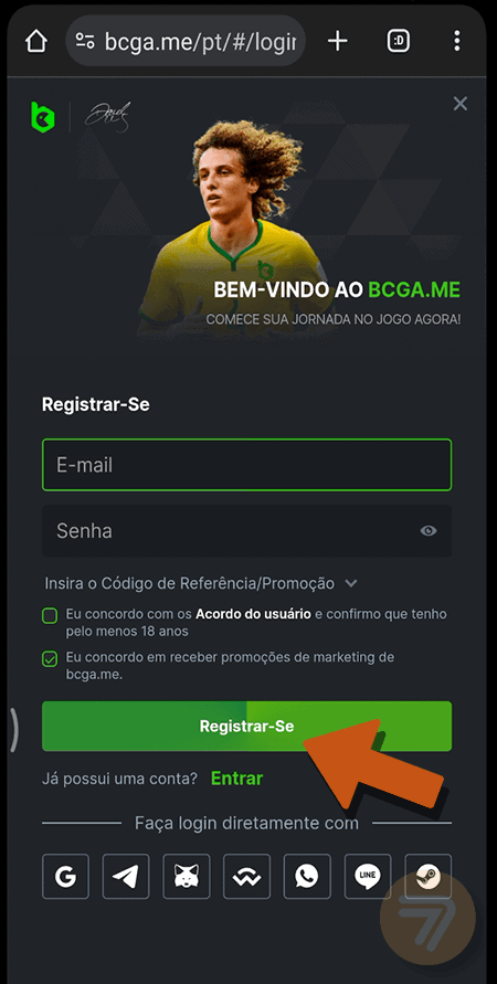 Captura de tela de como se registrar passo 2.