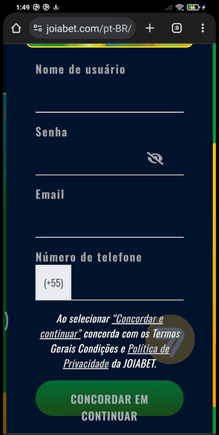 Captura de tela de como se registrar passo 3.
