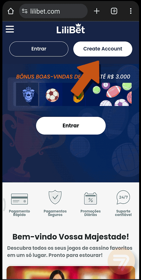 Captura de tela de como se registrar passo 1.