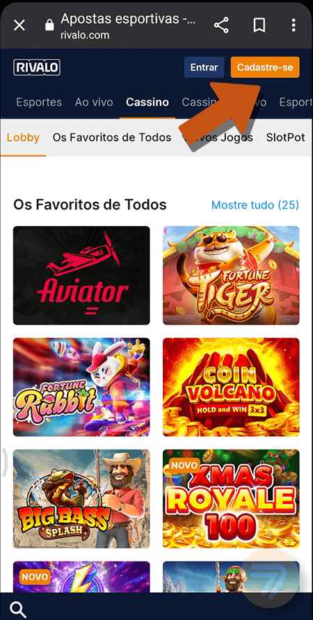 Captura de tela de como se registrar passo 1